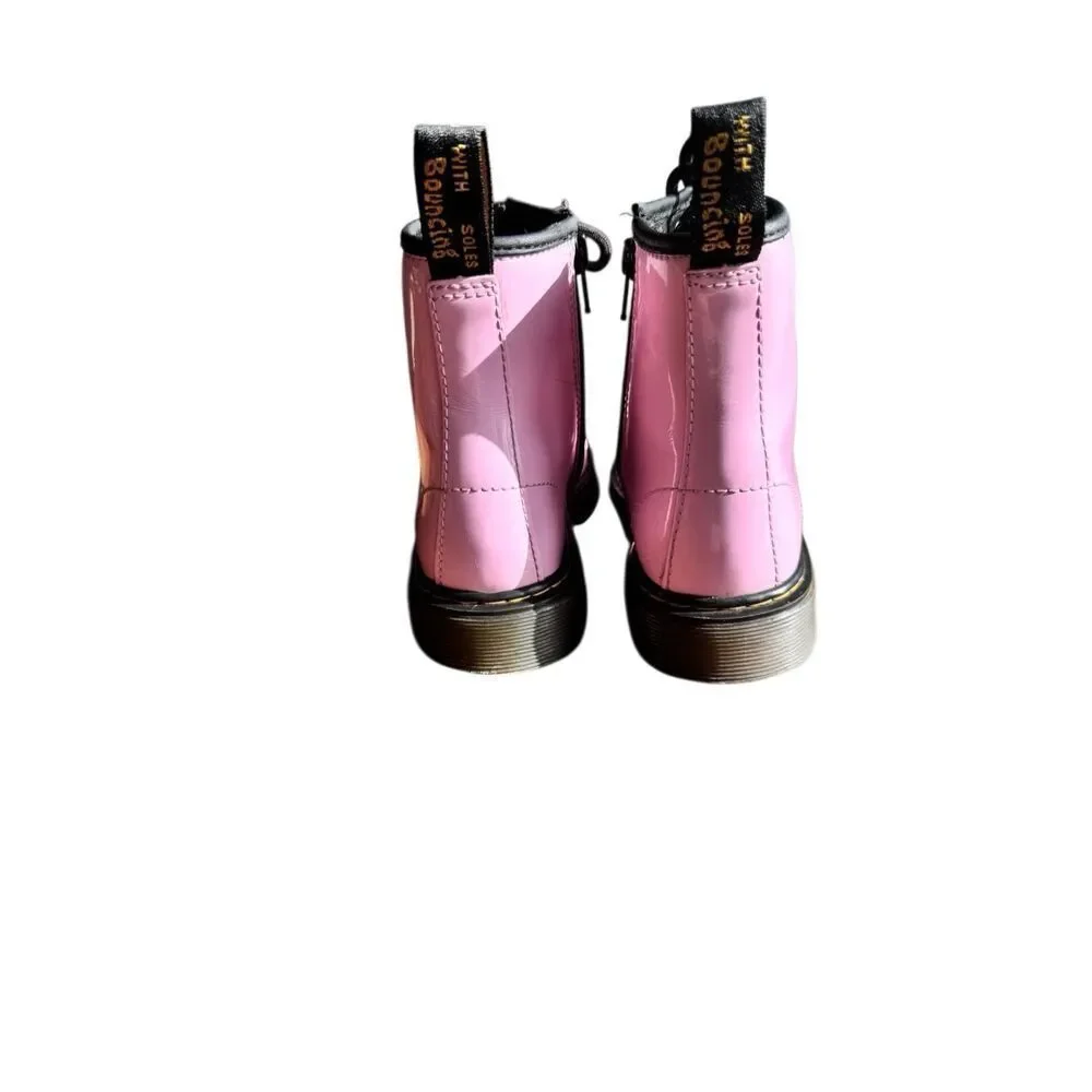 Dr Martens 1460 J Pink Patent Boots Girls Size 3 Youth Side Zip Combat